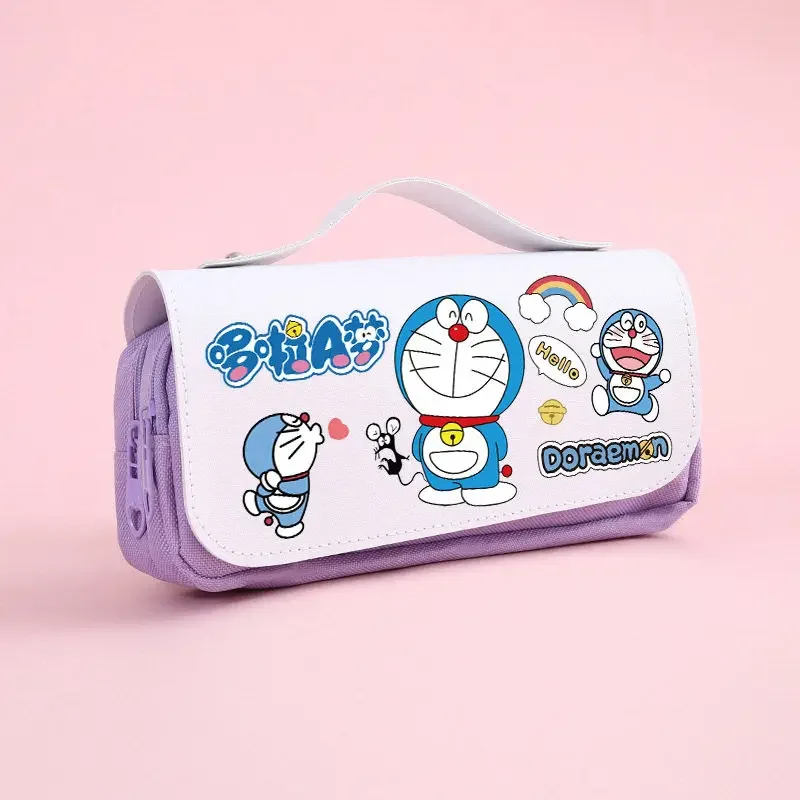 Tas pensil anak kartun Doraemon, tas penyimpanan gambar kartun, tas pensil multifungsi, tas alat tulis pelajar, hadiah liburan, animasi Doraemon lucu