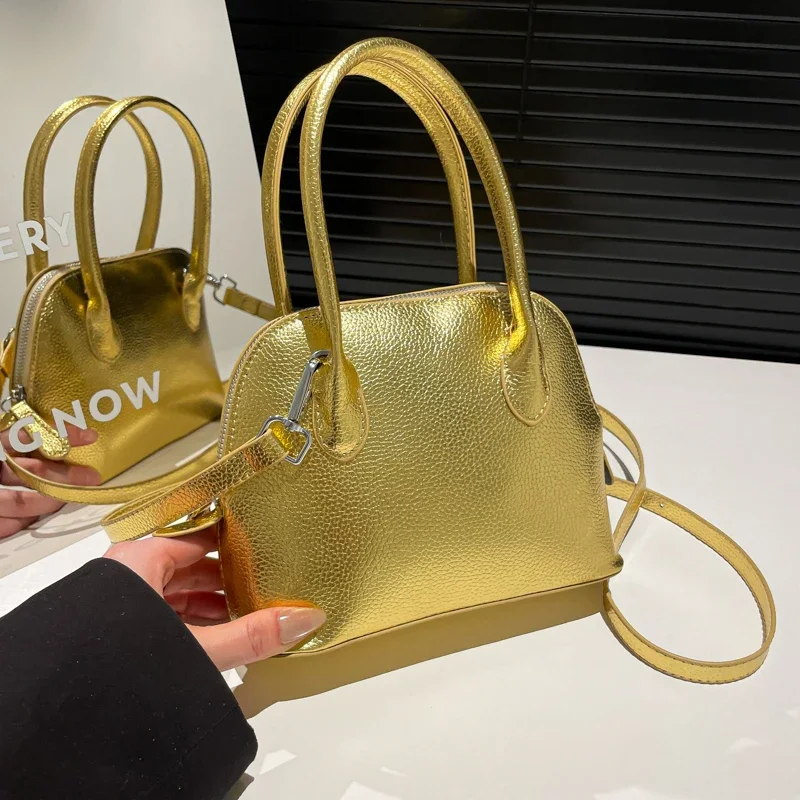 

Brand Shell Bag Luxury Designer Handbag Purse Women's Shoulder Bag Solid Pu Leather Crossbody Bag Top Handle Tote Clutch Bag
