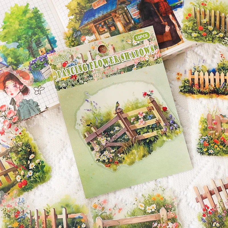 Vintage Secret Garden Die-Cut Stickers for Handmade Journals, Premium PET Decals for Scrapbooking, Cross-Border Crafts