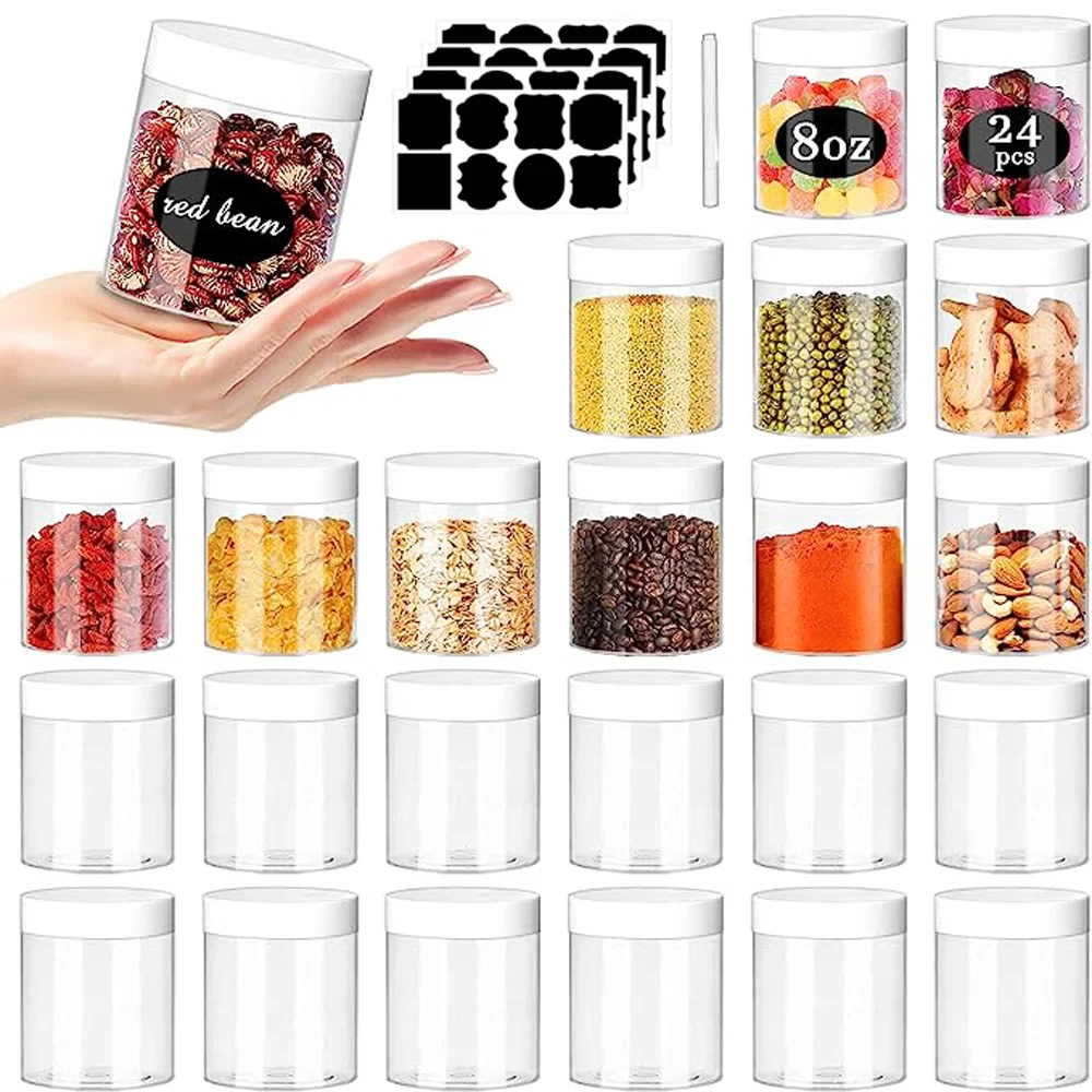 

24Pcs 8oz Clear Plastic Slime Jars Containers for Kitchen and Household Storage