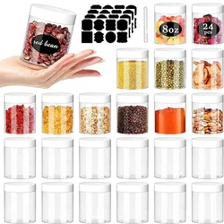 24Pcs 8oz Clear Plastic Slime Jars Containers for  Kitchen and Household Storage