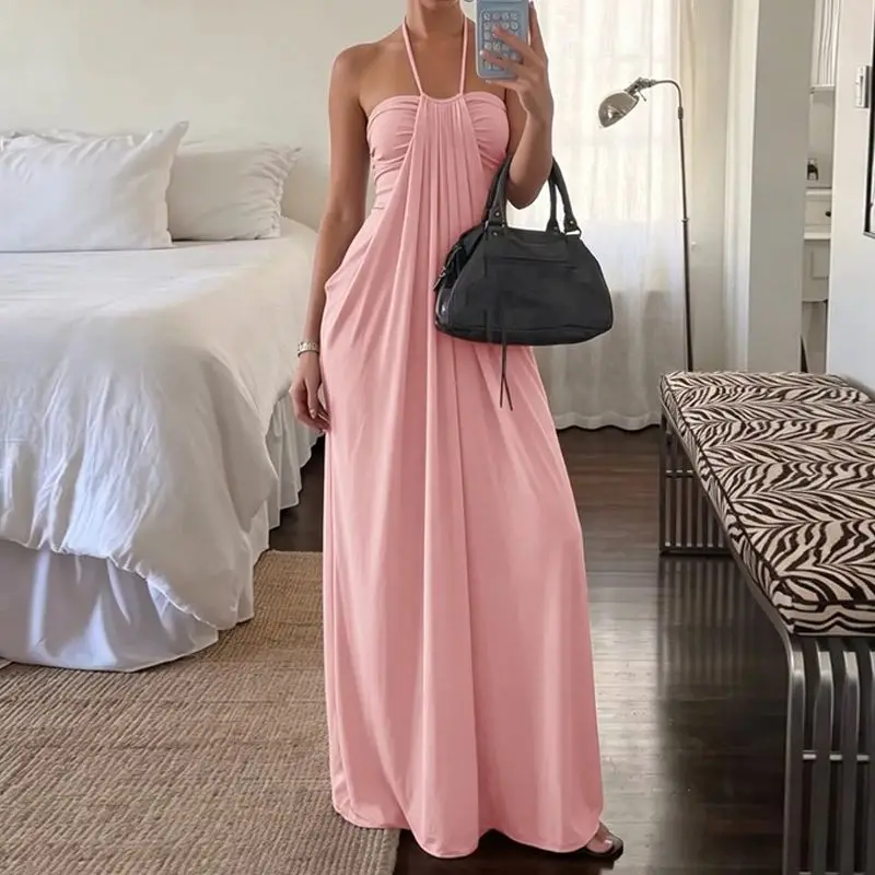 robe-de-soiree-plissee-decontractee-retro-pour-femmes-col-rond-sans-manches-robe-d'ete-tendance-pour-dames