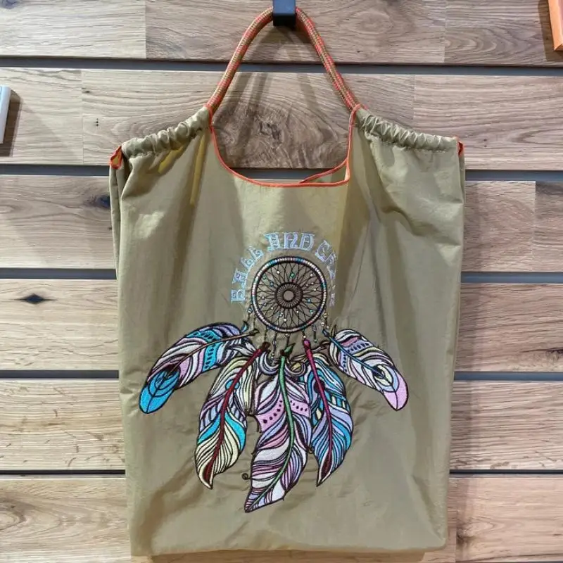 New Ball Chain Japanese Niche Embroidery Environmentally Friendly Cloth Bag Girl Tote Bag Nylon Shopping Bag Handbag Bag