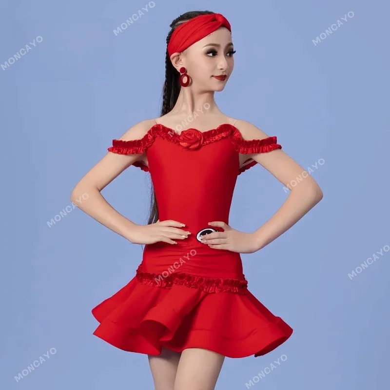 

Children Latin Dance Dress Girls Latin Practice Dress Dance Clothes Kids Competition Ballroom Dress Standard Latin Dance Skirt