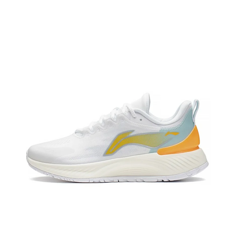Li Ning YueYing Element Breathable And Lightweight Low top Running Shoes Men's White Blue Yellow ARHS007-1