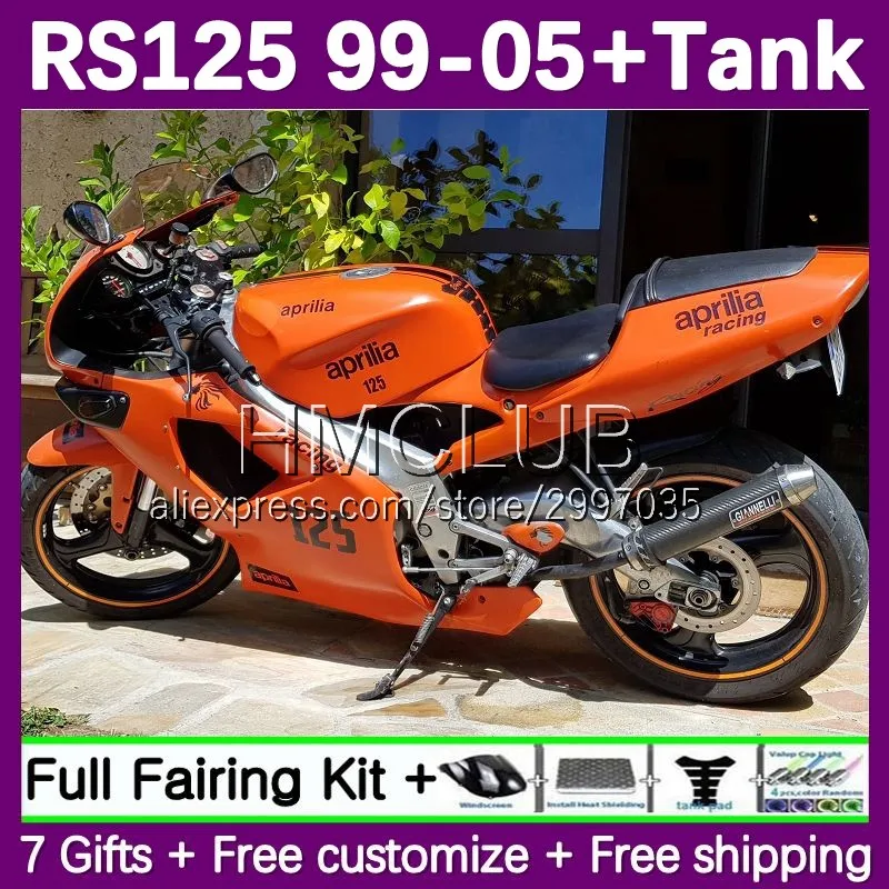 Fairing For Aprilia RS125R RS 125 R RR RS4 RS125 99 00 01 02 03 04 05 76No.142 RS-125 1999 2000 2001 2002 2003 2005 New orange