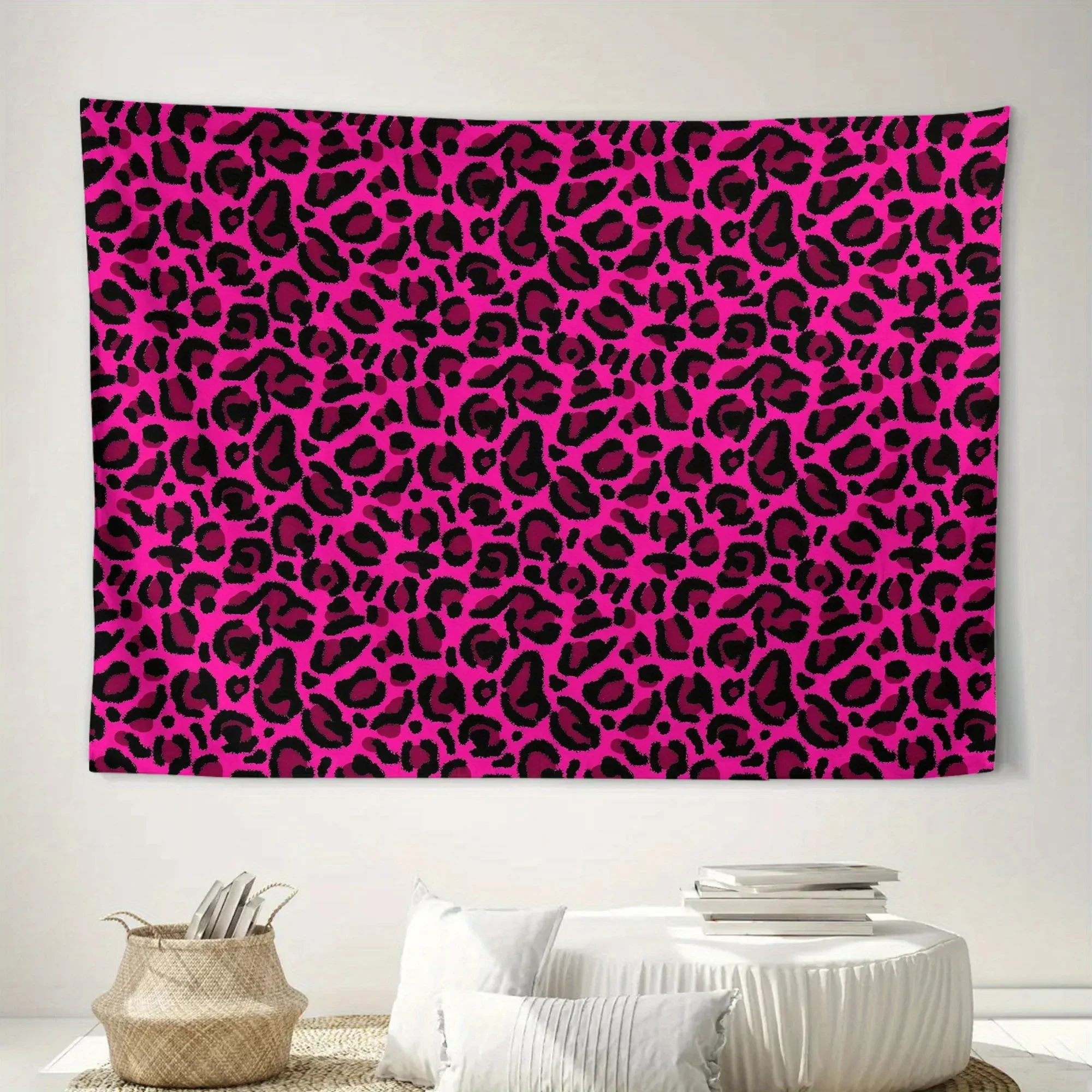 Y2K Aesthetic Leopard print Tapestry - Hot Pink, Soft Horizontal Bedspread for Room Decor,Care & Suitable for reading Nooks