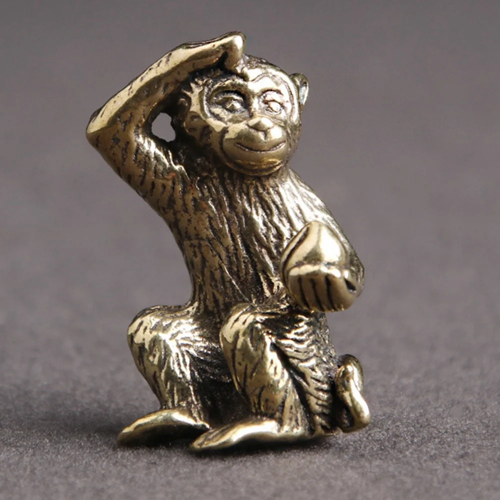 Bronze Mini Monkey Statue Monkey Statue Landscape Accessories, Tea Table, Desk Antique Small Bronze Ware-B51B