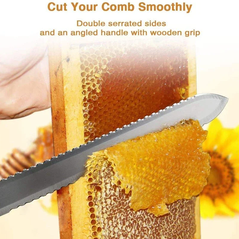 100 Pieces Z-Shape Stainless Steel Uncapping Knife with Serrated Blade 40cm Honey Cutter for Removing Honeycomb Caps