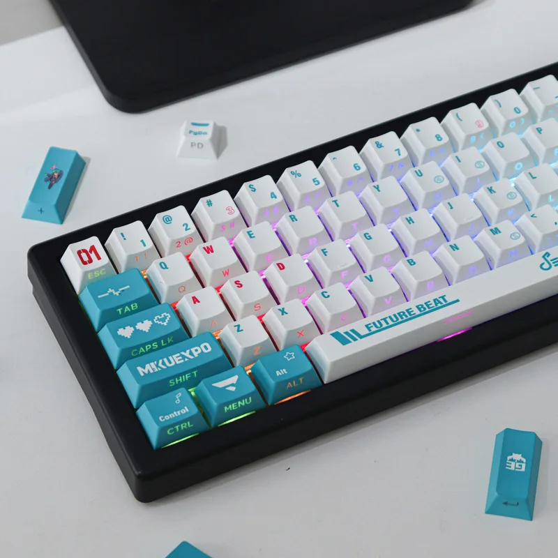 Creative Keyboard Keycaps Hatsune Miku Theme Pbt Material Thermal Sublimation Process Keycaps Tablet Laptop Keyboard Keycaps