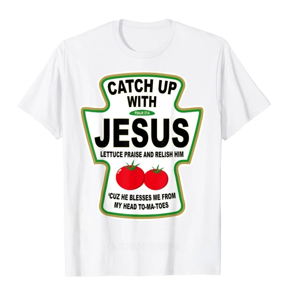 Christian Catch Up with Jesus Ketchup Graphic T Retro Casual Fashion Street Harajuku Men Women T Shirt Tops Ropa Hombre