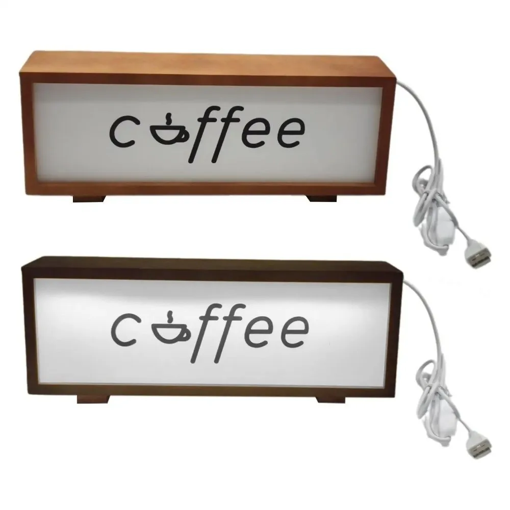 New LED Mood Desktop Light Coffee USB Night Light Wooden Table Lamp Birthday Gift