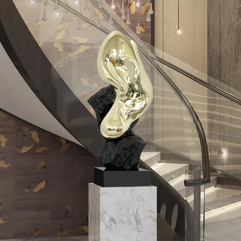 Large floor-to-ceiling electroplated stone, modern creative art abstraction, fiberglass reinforced plastic art decorative