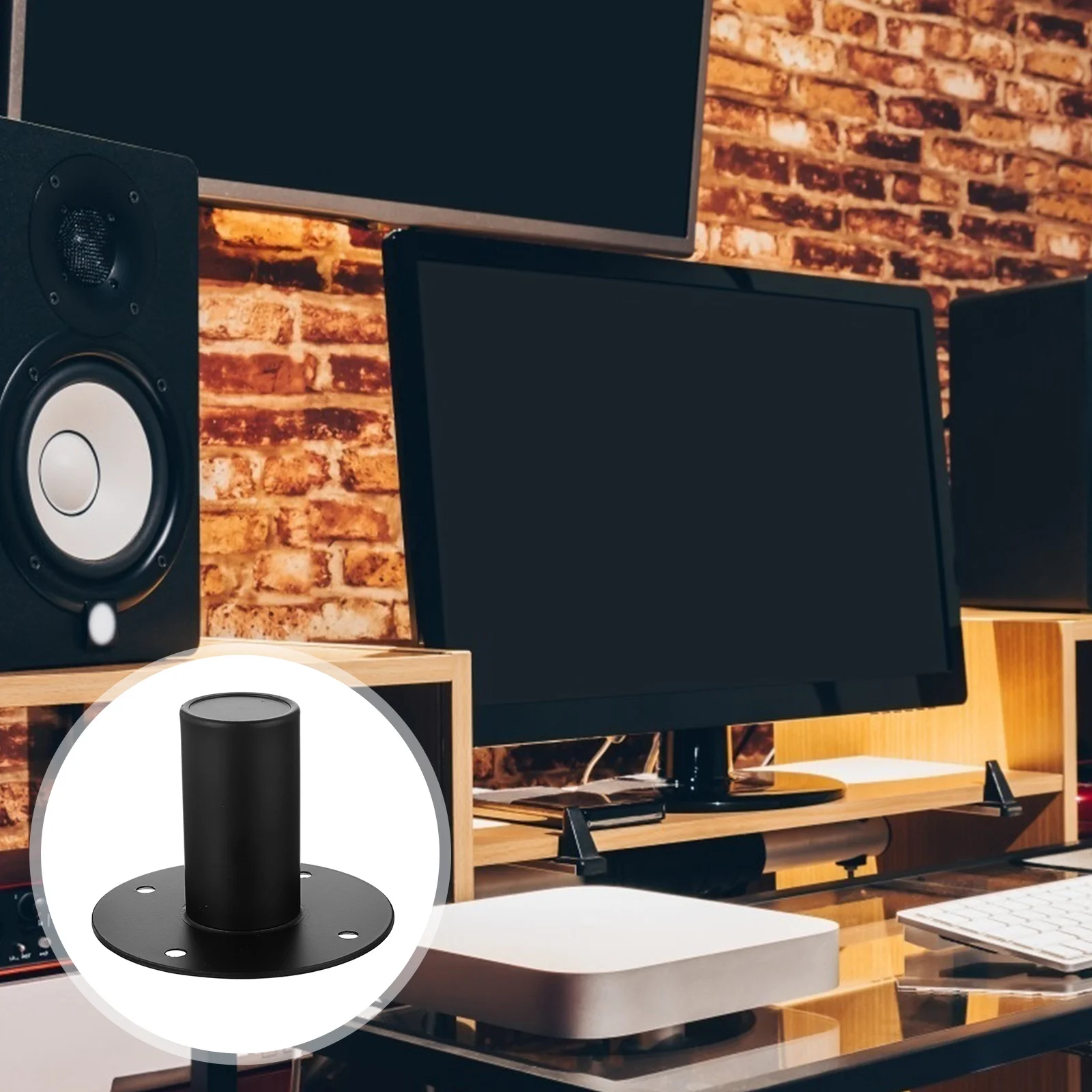 

2pcs Speaker Iron Base Mount High Stand Bracket for Stage Bookshelf Speakers Black Spray Paint Strong Load