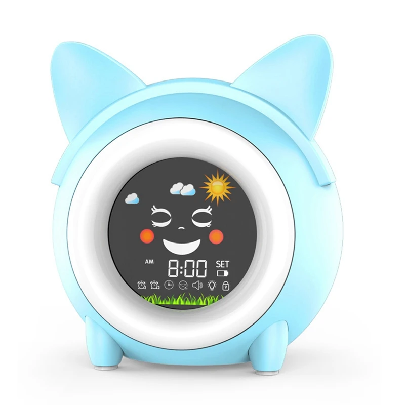 

1 Set ABS Blue Alarm Clock Colorful Night Light Alarm Clock Cartoon Alarm Clock For Kids Boys Girls Bedroom