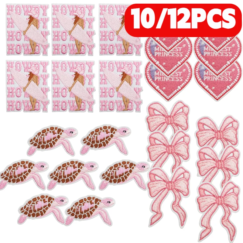 الوردي فتاة تصفح فطيرة فريق التطريز 10/12 قطعة الجملة القماش السلاحف التصحيح ملصق القوس قذيفة الديكور المطرزة القرش الكبير #2