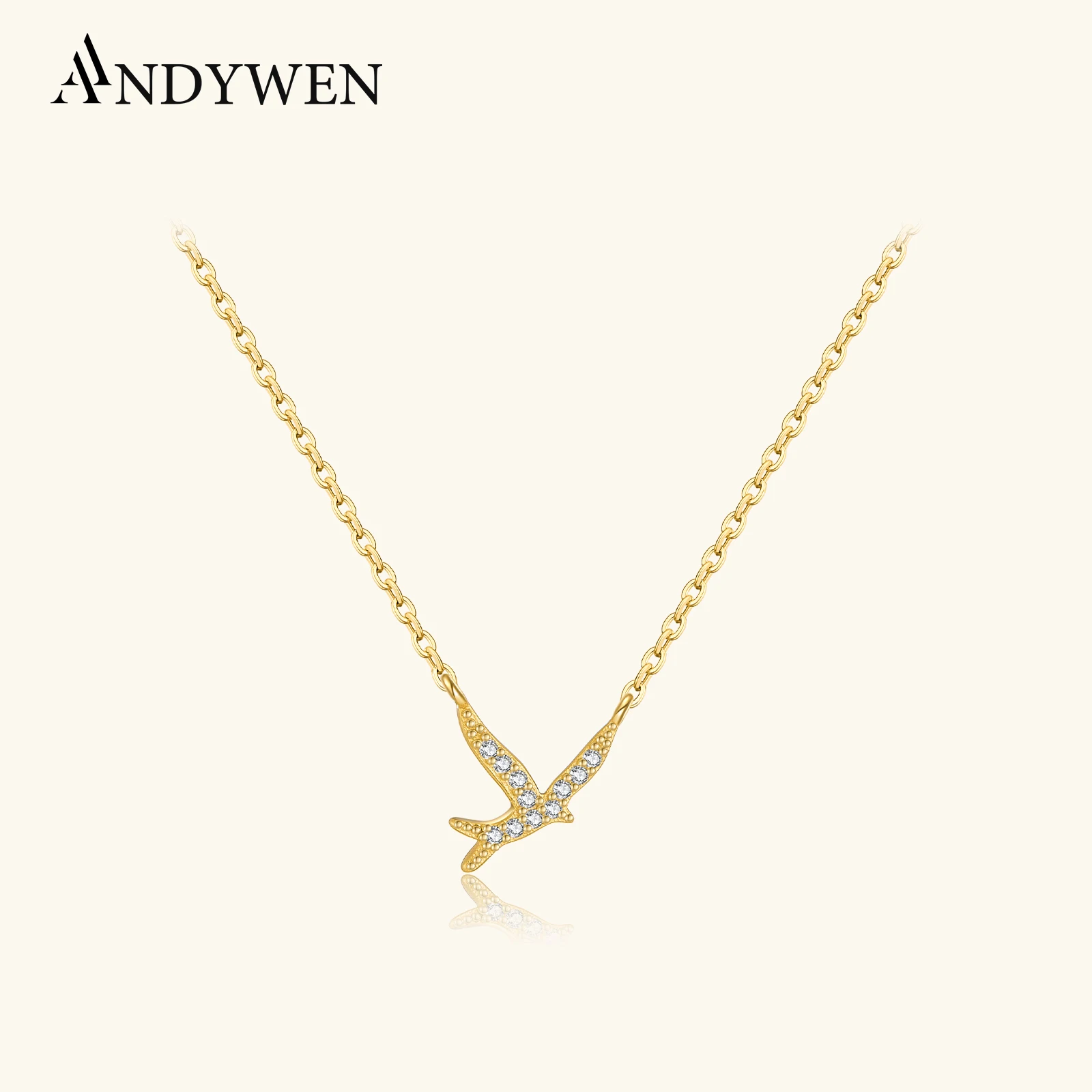 

ANDYWEN, новинка, стерлинговое серебро 925 пробы, птица, CZ, циркон, кулон в виде животного, длинное ожерелье, женское ожерелье, 2025, роскошные модные ювелирные изделия, подарок