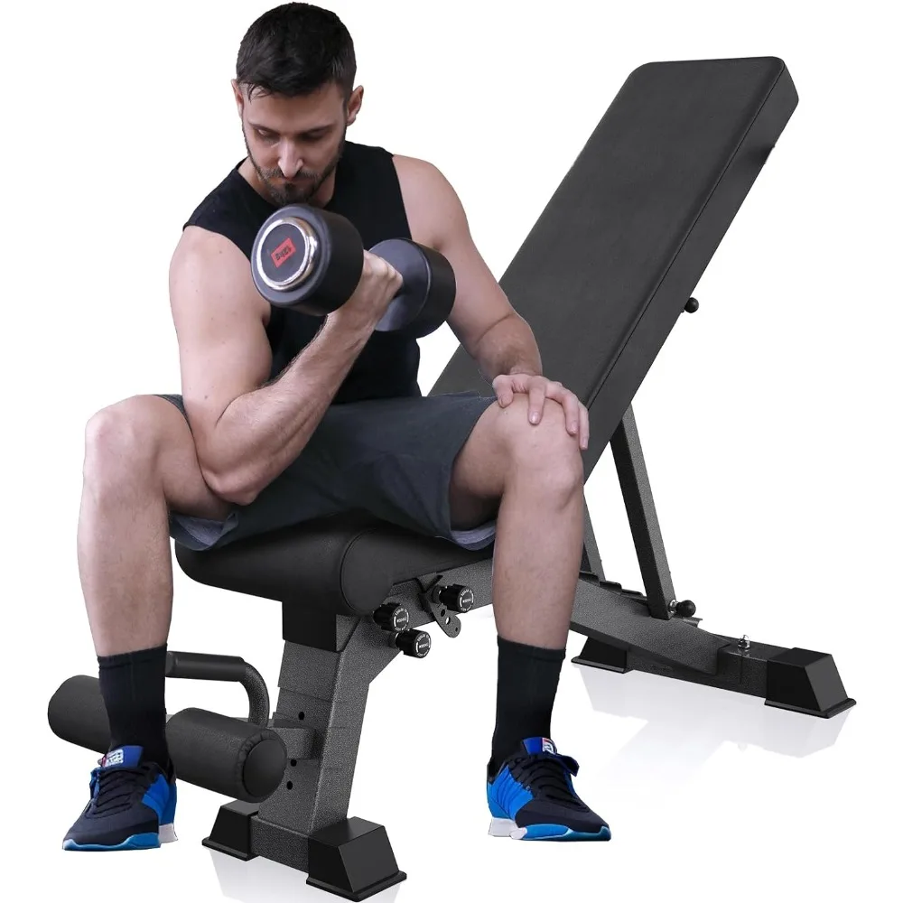 Weight Bench - 1000lbs Support, 9 Adjustable Bench for Full Body Workout, Fully Upright Backrest Design