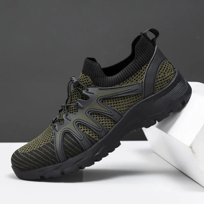 Men Soft Hiking Shoes Summer Breathable Mesh Sneakers Light Green Hike Footwear Walking Shoes Outdoor Shoes Climbing Shoe Male