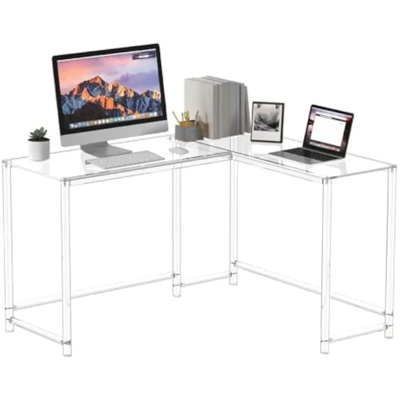 Acrylic Table, Transparent Corner Computer Table, Suitable for Home Office, Writing, and Study