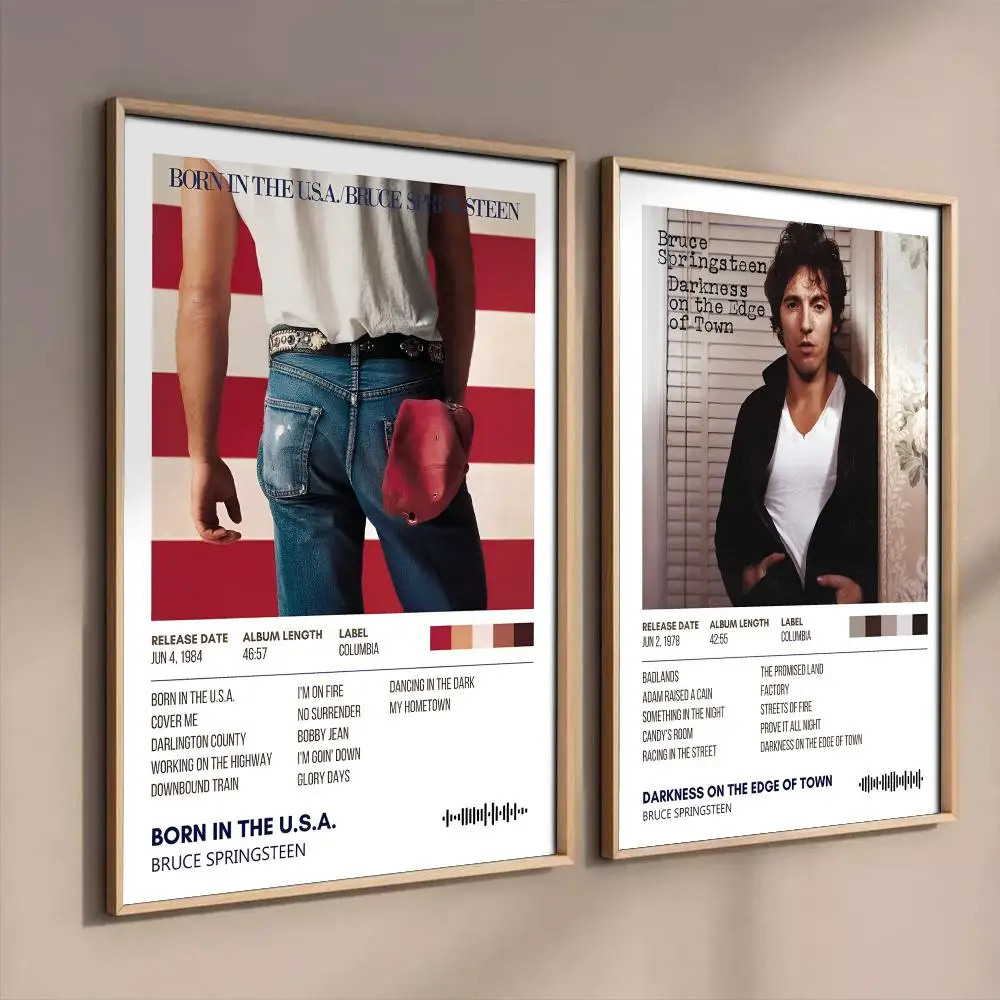 B-Bruce Springsteen Album-Poster-Aufkleber, Wandgemälde, selbstklebende Wandaufkleber für Schlafzimmer, Wohnzimmer, Zuhause, HD-Dekoration, Geschenk