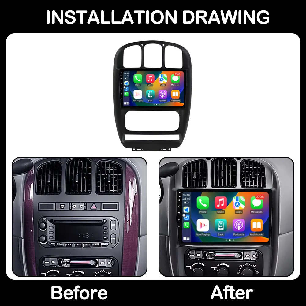 for Chrysler Voyager RG RS Town & Country RS 2000 - 2007 Android Auto Carplay Car Radio Multimedia Player GPS Navi DSP Stereo