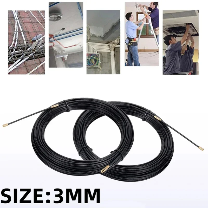 3mm 5M-40M Nylon Cable Puller Electrician Tape Conduit Ducting Wall Wire Threader Fish Guide Electrician Pushing Tape
