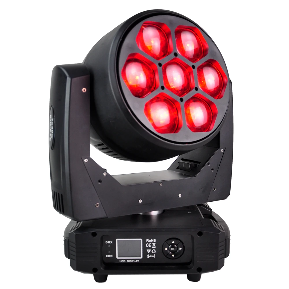 TIPTOP 7x40W Big Bee Eyes Effect Led Moving Head Zoom Light RGBW Color Individual Control 21/35/96 Channels DMX512 Control