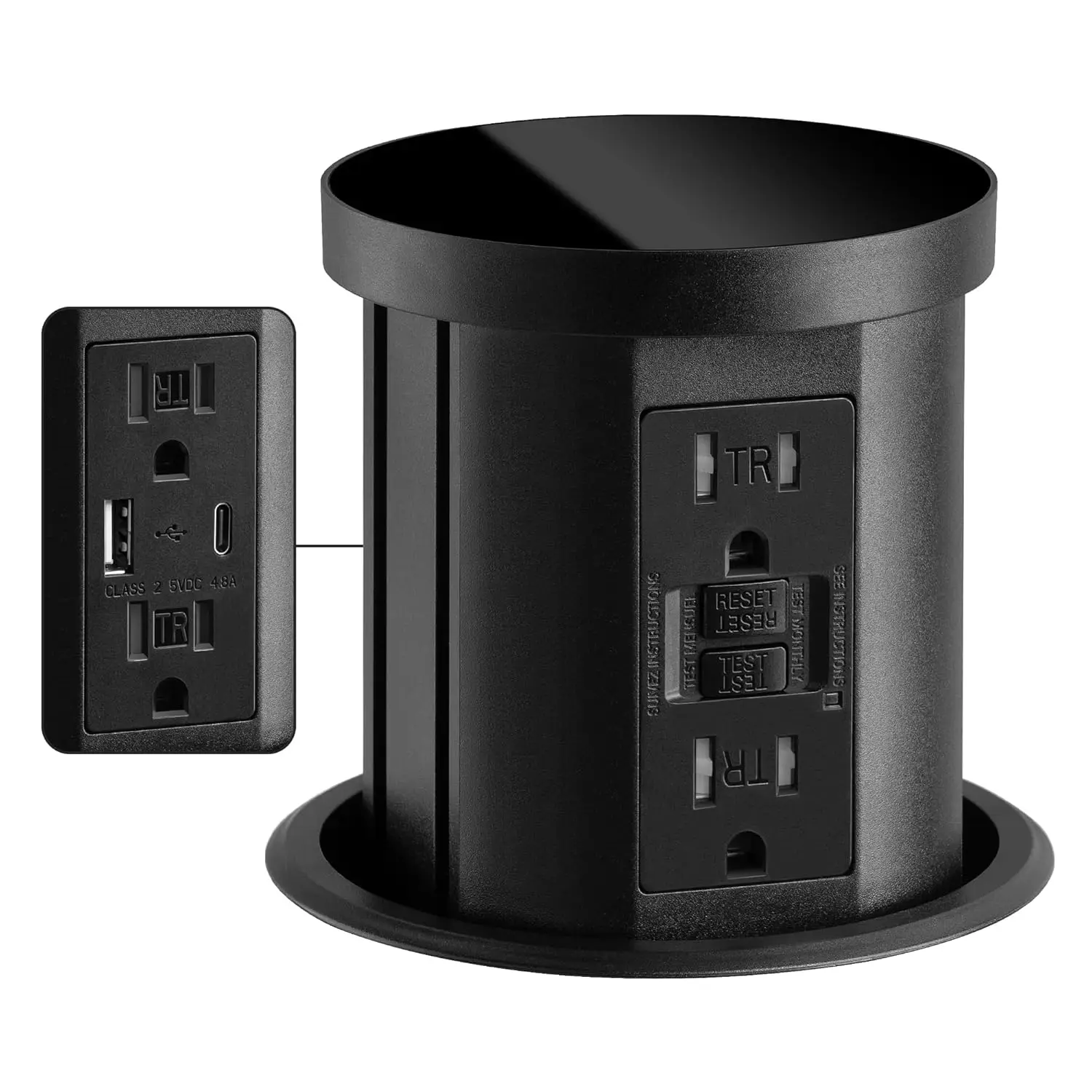 

Pop-Up Power Outlet with 4 GFCI Outlets & 3 USB Ports, Splashproof Design for Kitchen and Office