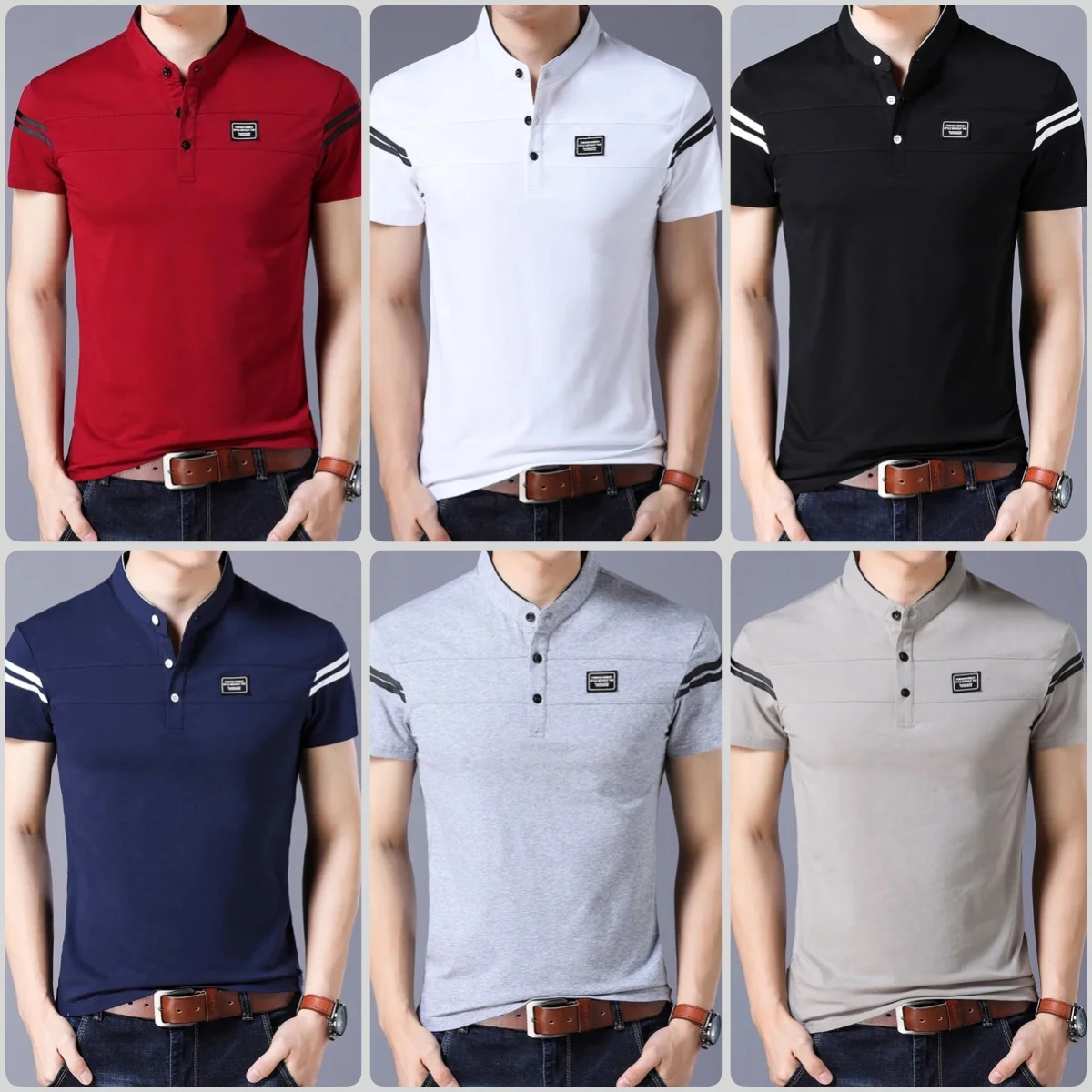 Liseaven Men's T Shirt Short Sleeve Tee Mandarin Collar T-Shirt Tops & Tees Male Tshirts Men Clothing