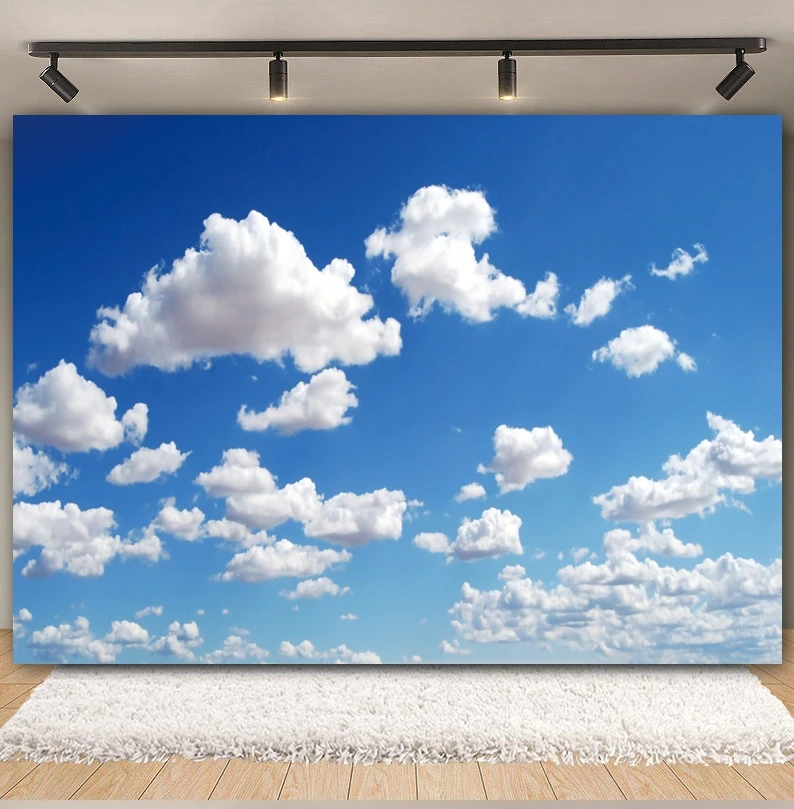 Blue Sky White Clouds Scenery Backdrop for Photography Natural Landscape Kids Baby Shower Birthday Party Background Photo Studio