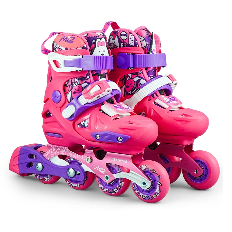 زلاجات مضمنة MI2 قابلة للتعديل للأطفال والأولاد والبنات والشباب المبتدئين مع عجلات مضيئة للأعمار من 4 إلى 16 عامًا