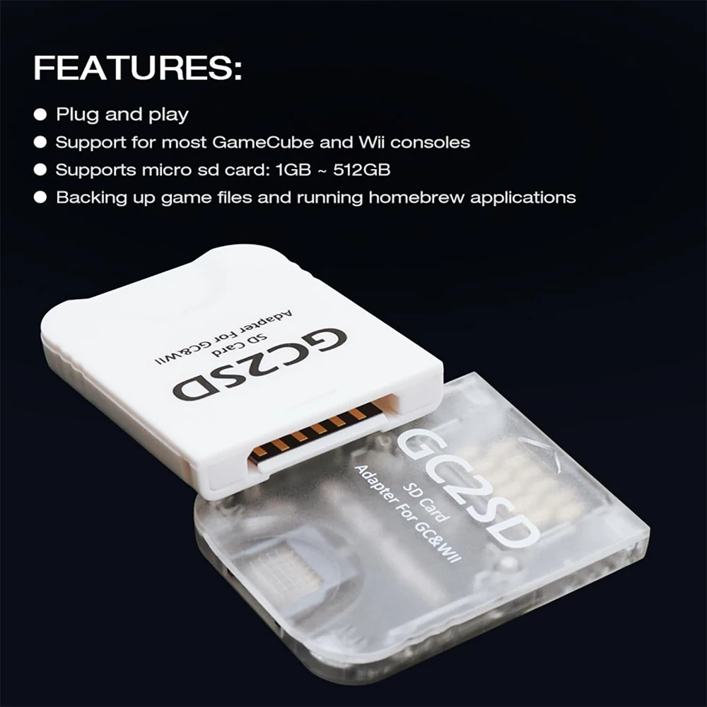 Memory Card Adapter para GameCube Wii, TF Card Reader, GC2SD