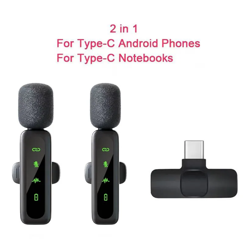 Lavalier Wireless Microphone 80mAh Rechargeable Battery Clip-On Podcast Mic for Streaming Vlogging Voice Recording Plug & Play