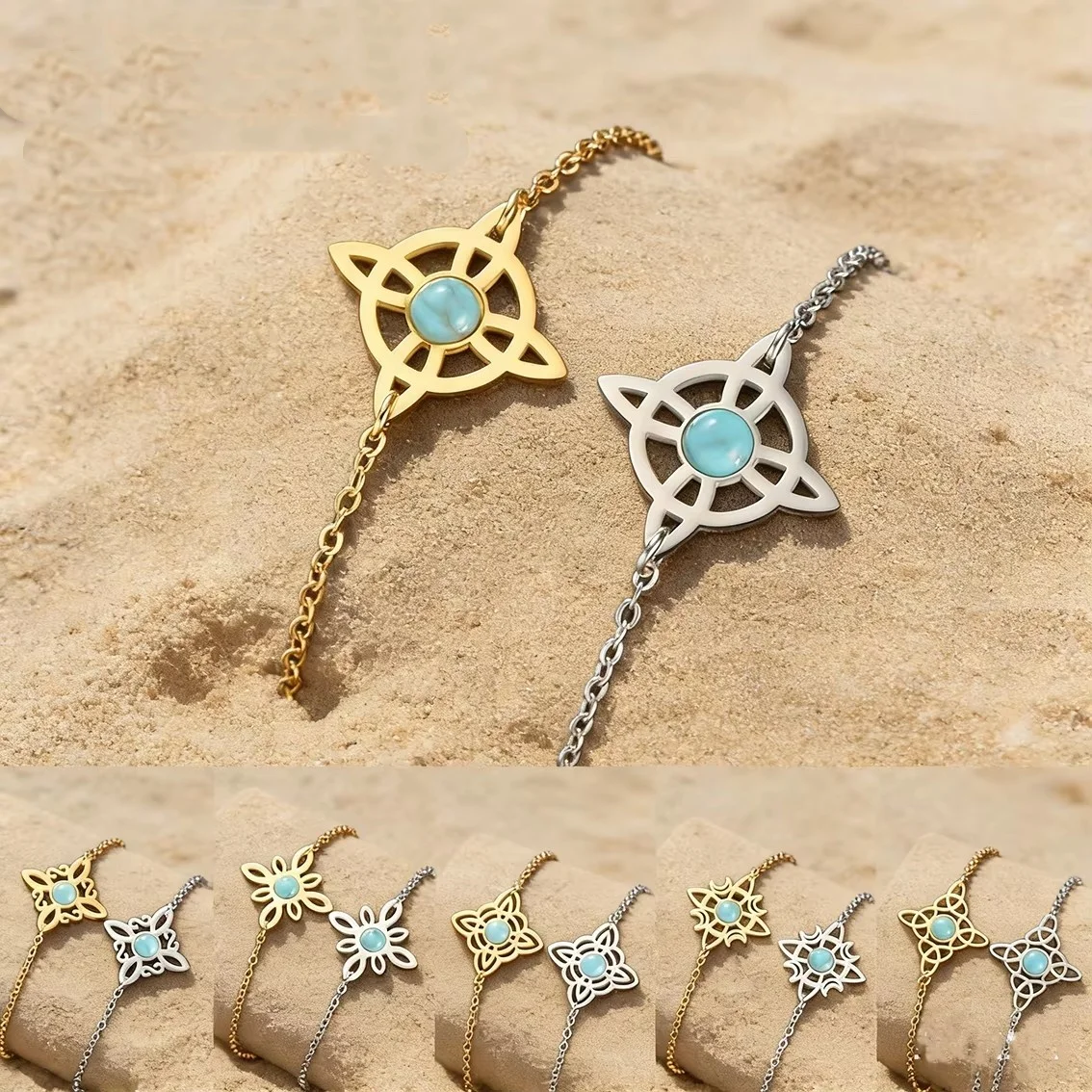 Wicca-Amulette Hexenknoten-Armbänder Edelstahl Irischer Keltischer Knoten Damen-Handarmband Hexerei-Schmuck Geschenk