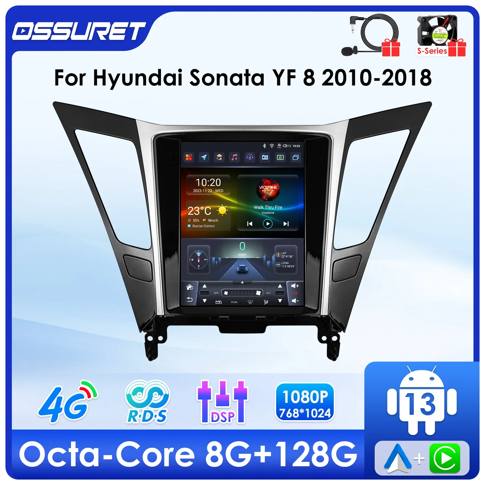 

9.7"Andriod 13 for Hyundai Sonata YF 8 2010-2018 Car radio multimedia Video player 7862 DSP Carplay GPS navi Stereo Audio 2din