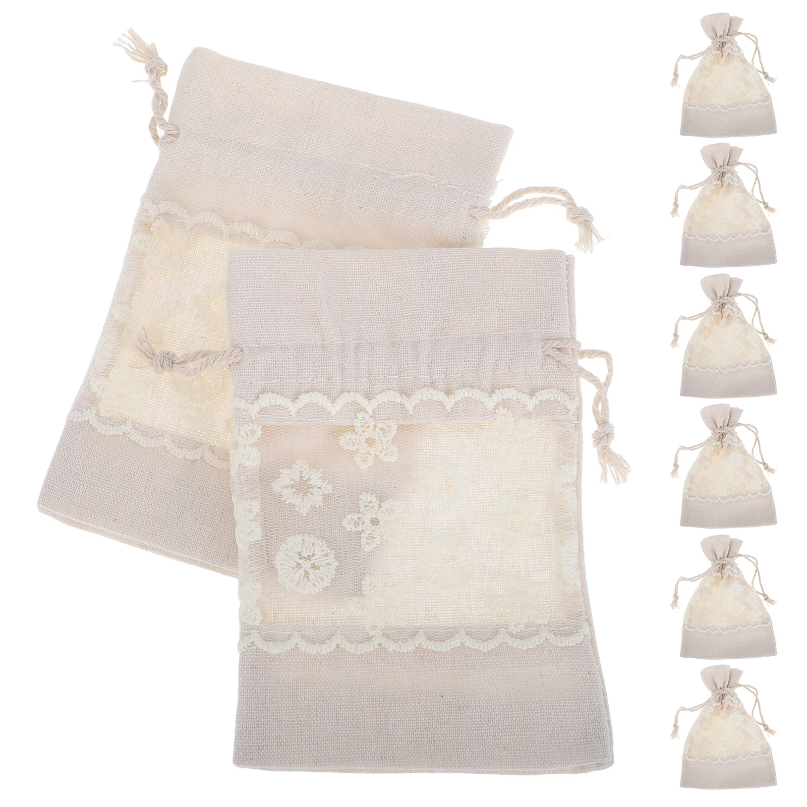 

10 шт. холщовая сумка с принтом, маленькая белая шнурка, прозрачное окно, объемная упаковка, сумки для ювелирных изделий, многоразовые сумки для хранения вечеринок