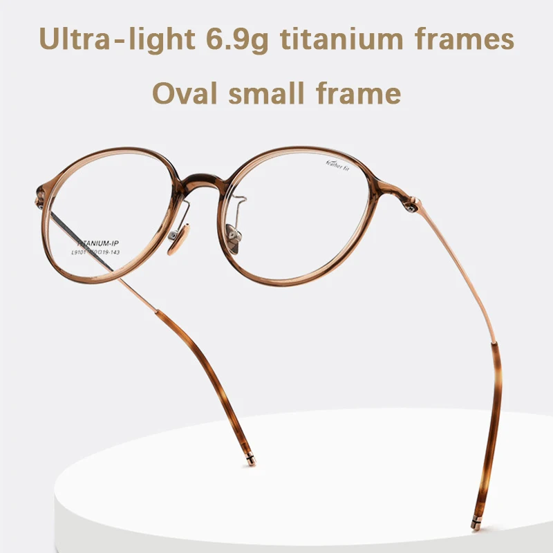 

Women's Retro Round Pure Titanium Glasses Frame Luxury Ultralight Trendy Decorative Eyeglasses Frame Computer Spectacles