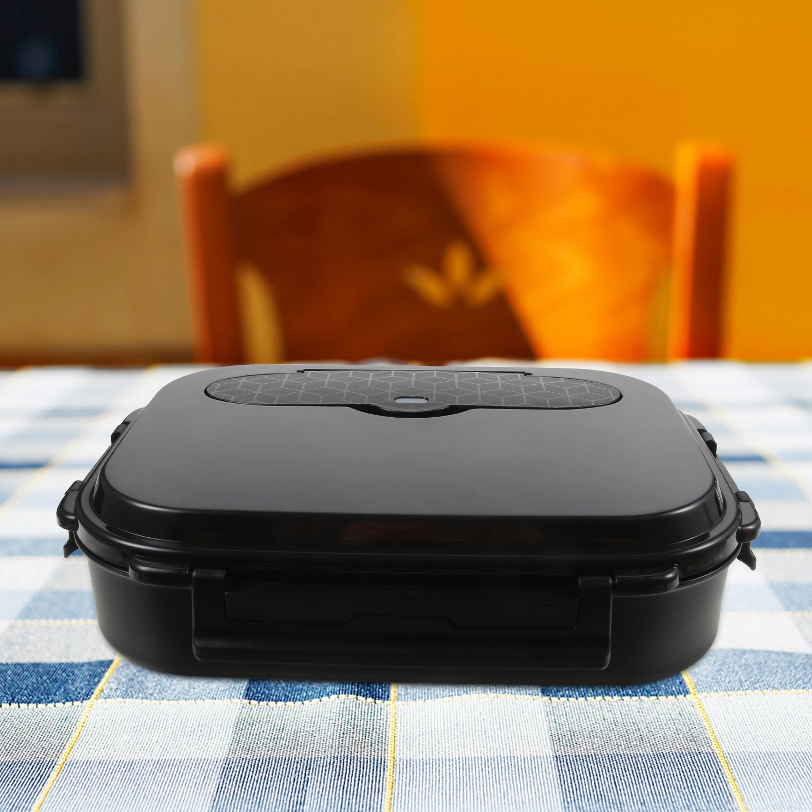 

1Set Thermal Lunch Box 2000Ml Black Insulated Food Storage Container with Grid Divider Leakproof Portable Design for Students