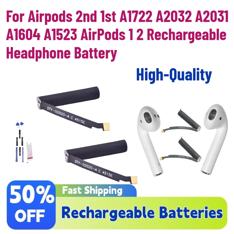 In Stock High-Quality New Bateria For Airpods 2nd 1st A1722 A2032 A2031 A1604 A1523 AirPods 1 2 Rechargeable Headphone Battery