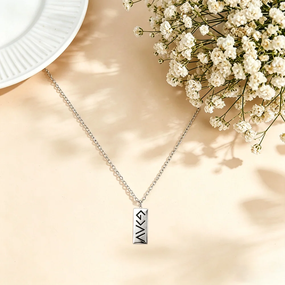 God Is Greater Than Highs and Lows Necklace Gold 18K Plated Stainless Steel Pendant Inspirational Jewelry Gift for Daily Wear
