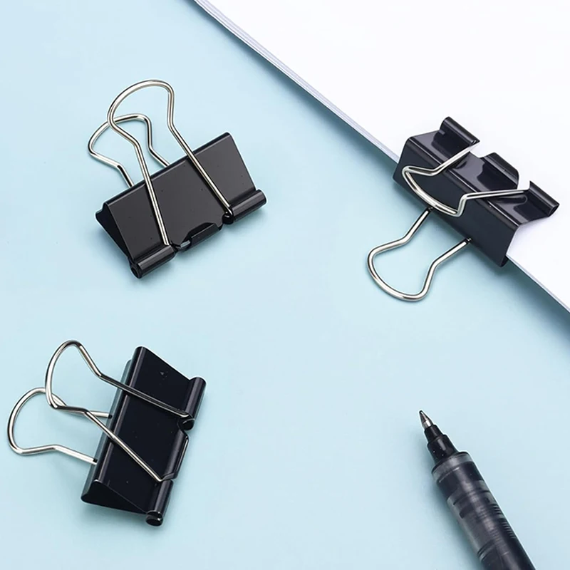 10pcs 25/32mm Black Metal Binder Clips Notes Letter Paper Clip Binding Securing Household Office Supplies Storage Tools TMZ