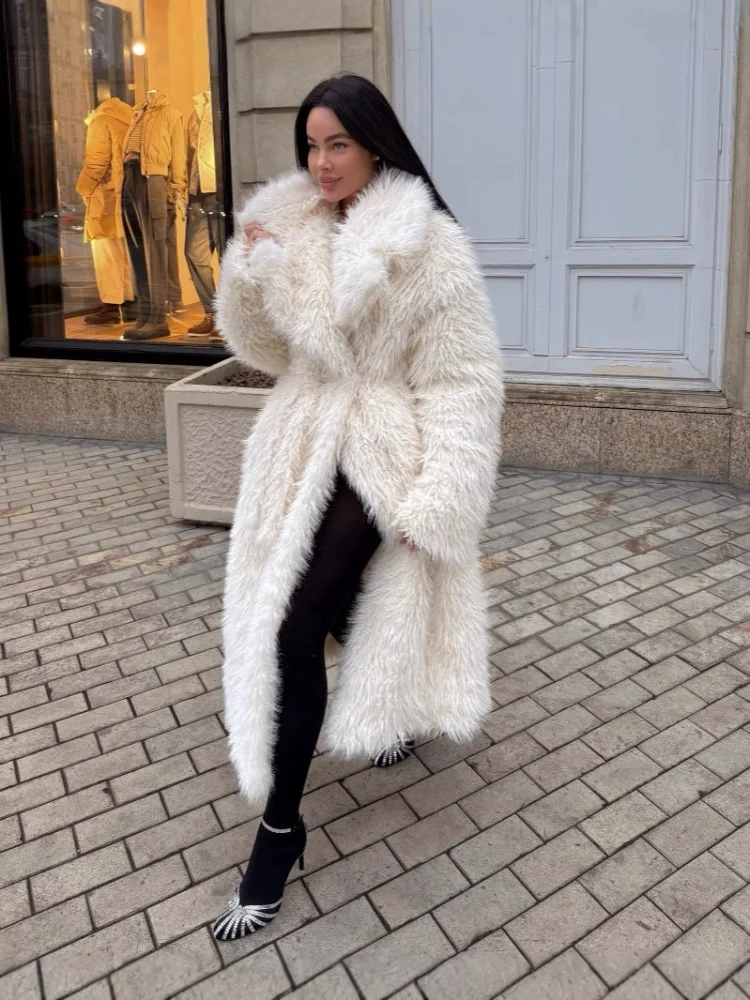 European American Fashionable Heavy Warm Elegant Burgundy Faux Fur Coat Exquisite Charming Gorgeous Temperament Winter Outerwear