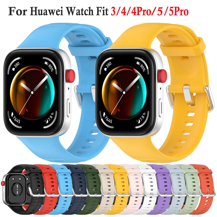 Image of Weiches Silikonarmband für Huawei Watch Fit 5 4 3 Sport, komfortables, atmungsaktives Armband für Huawei Watch Fit 4/5 Pro Zubehör.