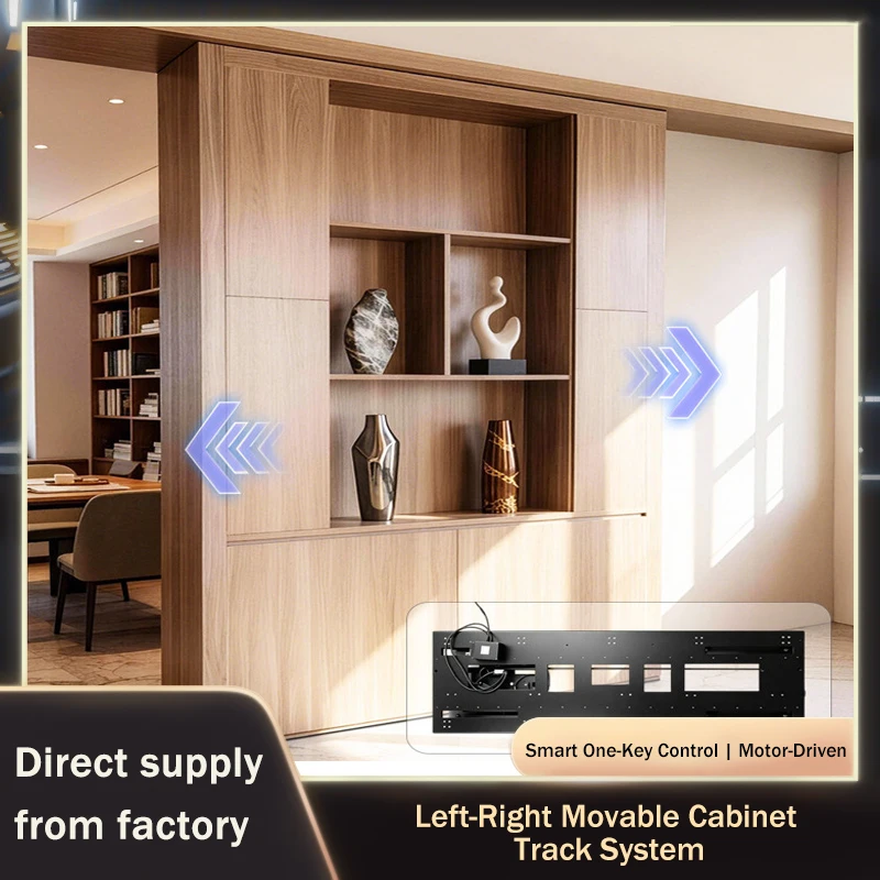 Ultra Quiet Smooth Electric Sliding Track System Side Mount With Remote For TV Cabinet Bookcase Display Stand Heavy Duty