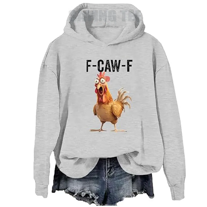 F-Caw-F مضحك الدجاج الفكاهة F-Caw-F إقتباس الديك ميمي كنزة قطيفة الغراب الأسود الطيور السوداء Y2k مقنعين البلوز هدايا الجدة
