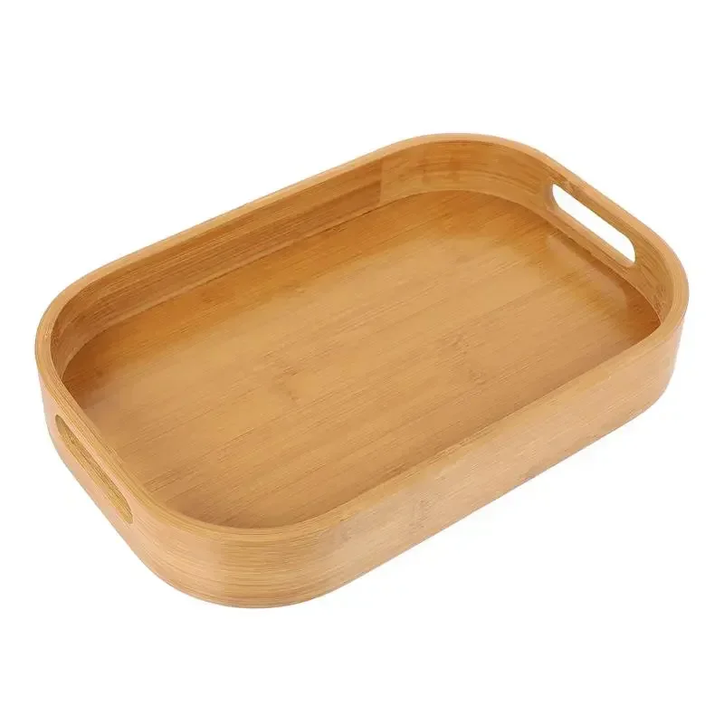 

Rectangular Breakfast Handles Table Ottoman Lunch Baking Food Serving Bread Bamboo Coffee Platter Wooden Tea Tray Trays Wood