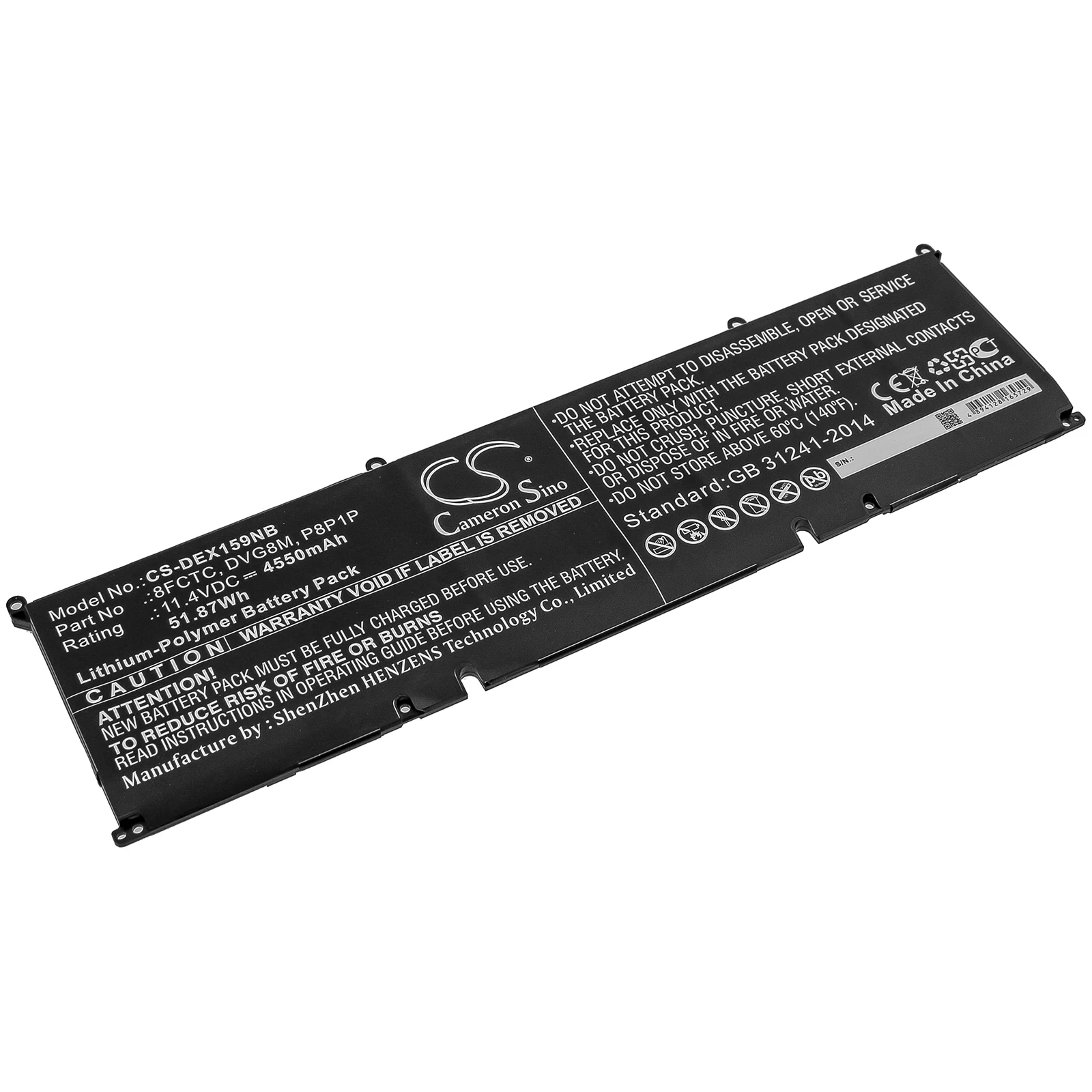 

Li-Polymer Notebook, Laptop Battery for DELL, 11.4V 4550mAh, Compatible Models: XPS 15 9500,XPS 15-9500-R1845TS