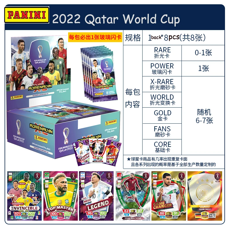 2022 Panini Voetbal Ster Kaart Box Qatar World Cup Voetbal Ster Collectie Messi Ronaldo Voetballer Limited Fan Cards Box Set