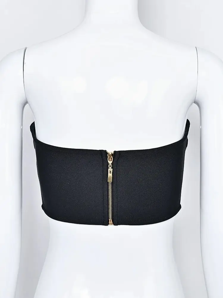 قطع علوية صغيرة للغاية بدون حمالات باللون الأسود موضة جديدة مثيرة بأشرطة علوية قصيرة للفتيات في شارع العليا للحفلات والنوادي XL 2025 للنساء